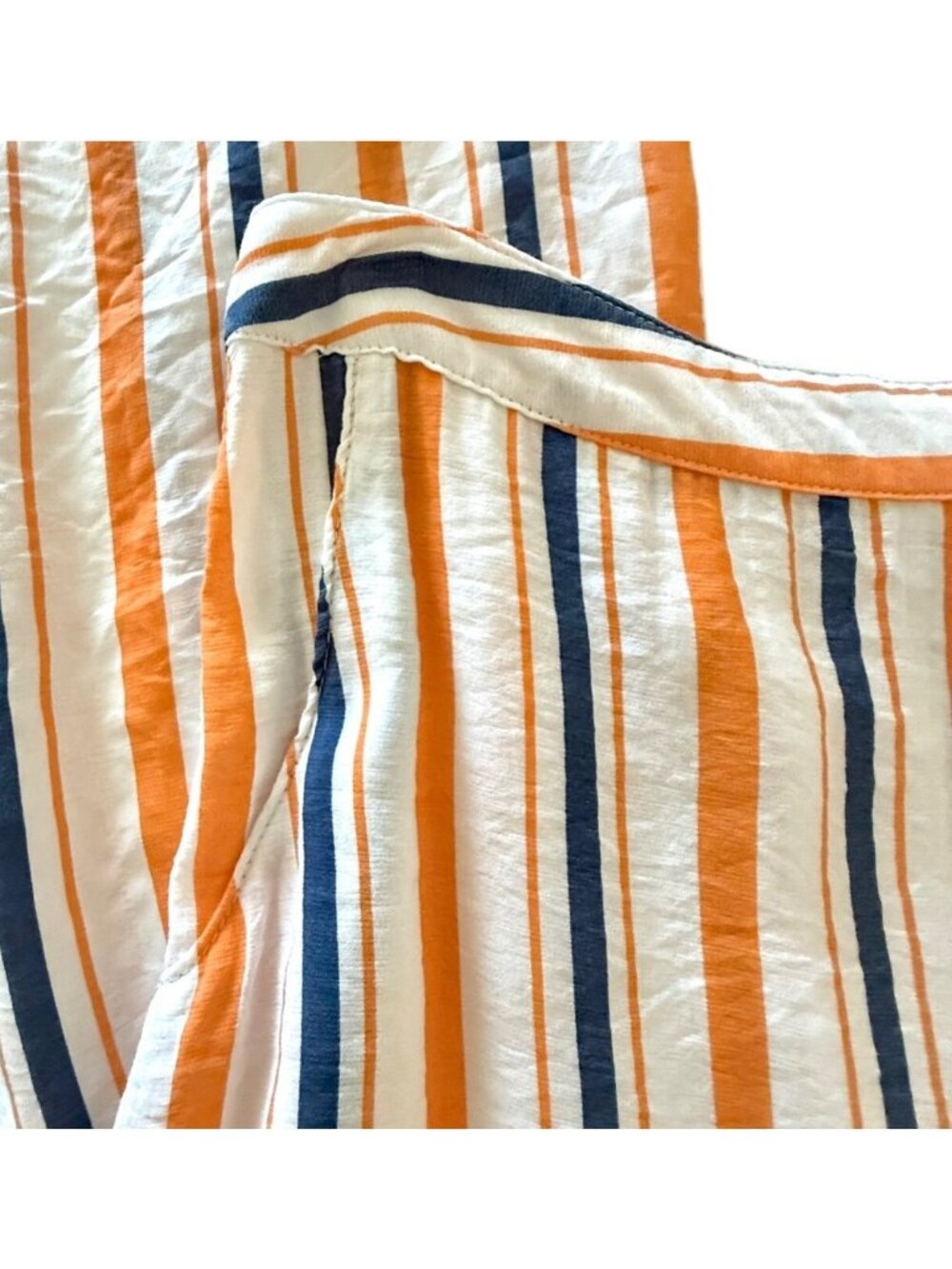 Lulumari L Wide Leg Stripe Pants Orange Blue Side Slit Resort Coastal - Picture 9 of 16